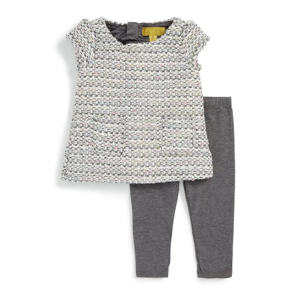 NWT Nicole Miller Metallic Tweed Tunic & Leggings Little KIDS GIRLS [SZ 4T ] 229
